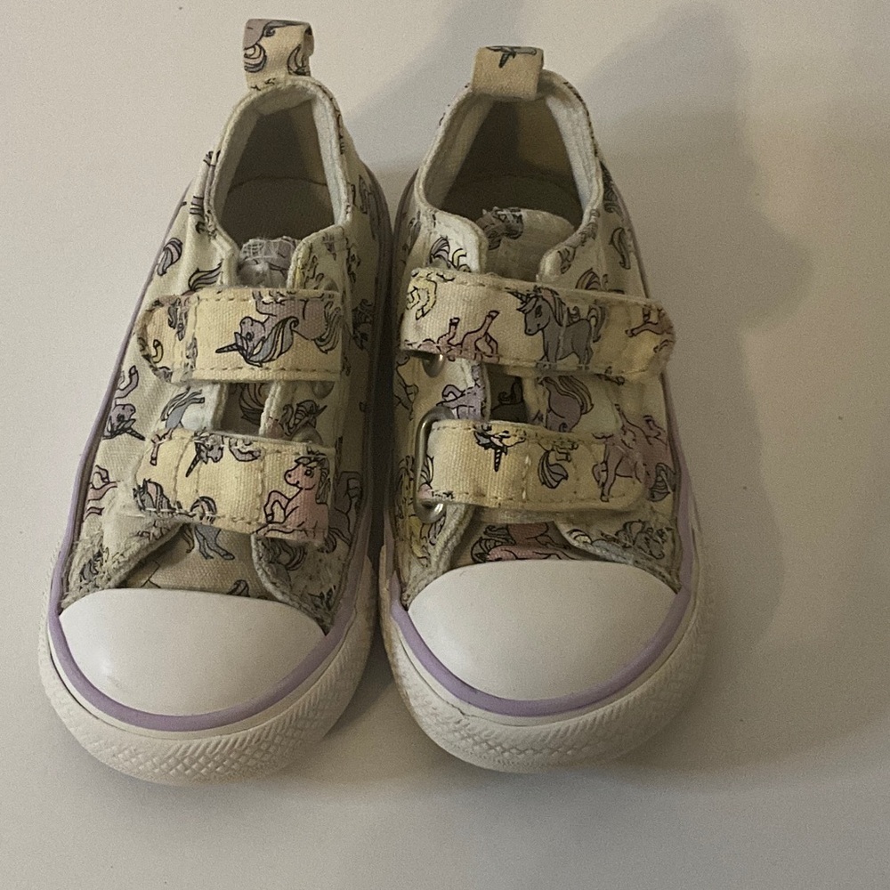 Converse Kids Cream and Purple Unicorn Sneakers